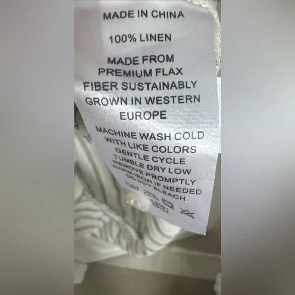 Quince Shirt Dress Women’s Flax European Linen Shirt Dress Pinstriped Pockets L - Picture 5 of 7